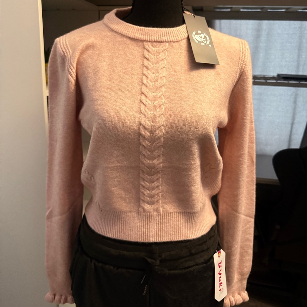 S. Christina Collection Pink Cable Knit Sweater